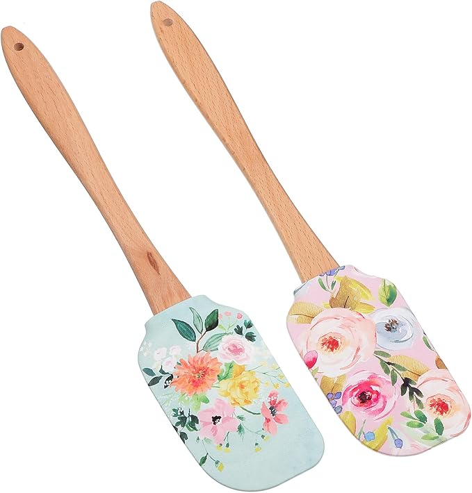 EZYHOME 2Pcs Silicone Spatula Cake Butter Spatula Multi-function Cream Spreader Cream Butter Spreader Kitchen Supply Practical Cheese Spatula Floral Printing Spatula Cake Baking Spatula(30cm *6 cm)
