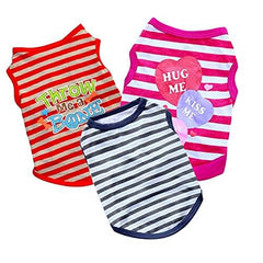 KUTKUT Combo of 3 Sleeveless Cotton Sweat Shirt for Puppy, Small Dog and Cat (Size: L, Chest Girth 45cm, Back Length 35cm) - kutkutstyle