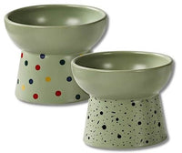 KUTKUT 2Pcs Ceramic Cat Food Or Water Bowl, Raised Cat Feeder Dishes with Stand, Elevated Pet Food Bowl for Cats and Small Dogs, Stress Free Backflow Prevention & Reduce Neck Burden - kutkuts
