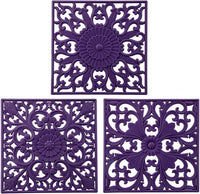 EZYHOME 3Pcs Silicone Trivets for Hot Dishes, Pots & Pans, Square Hot Pads for Kitchen, Heat Resistant Mats for Kitchen Counter, Multi Use Silicone Pot Holders, Flexible Trivet Mat