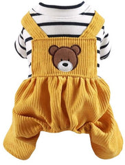 KUTKUT Cute Bear Pattern Small Dog Girl Boy Pajamas, Non Sticky Hair Bodysuit for Small Dogs Cat Party Dog Clothes All-in-One Jumpsuit for ShihTzu, Poodle etc