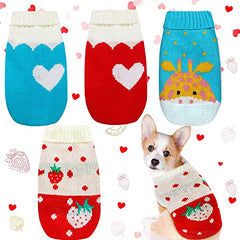 KUTKUT 4 Patterns Small Dog Sweaters Classic Puppy Knitwear Turtleneck Pet Winter Warm Sweaters Cute Pet Winter Knitwear Pet Sweaters for Dog & Cat - kutkutstyle