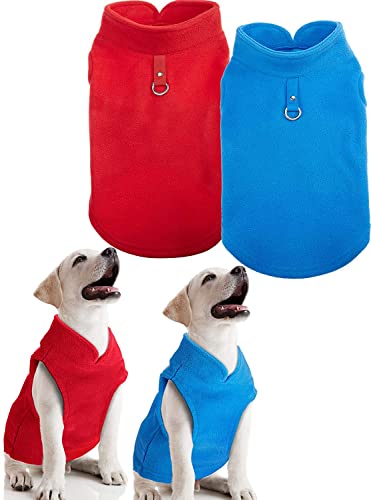 KUTKUT 2Pcs Dog Fleece Vest Sweater Winter Jacket for Small Dogs Cats with D-Ring Leash Cold Weather Coat Hoodie for Shihtzu, Maltese, LhasaApso etc - kutkutstyle