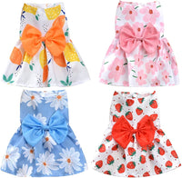 KUTKUT Dog Dresses for Small Dogs Girls, Floral Puppy Dresses, 4 Pieces Pet Dog Princess Bowknot Dress, Cute Doggie Summer Outits for Yorki, Shihtzu, Maltese etc - kutkutstyle