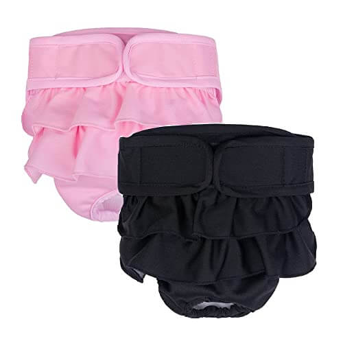 KUTKUT 2 Pack Dog Diapers Female, Washable Dog Diapers Highly Absorbent Reusable Doggie Diapers for Dog Period Panties Dresses for Dogs in Heat, Period or Excitable Urination - kutkutstyle