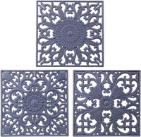 EZYHOME 3Pcs Silicone Trivets for Hot Dishes, Square Trivet Hot Pads for Kitchen Counter, Silicone Trivets for Hot Pots and Pans, Heat Resistant Mat for Quartzs, Kitchen Tabletops Pot Holder (Grey)