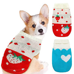 KUTKUT 2 Pcs Small Dogs Pullovers,Winter Warm Turtleneck Knitted Girl Dog Clothes,Cute Knitwear Soft Puppy Sweaters Vest Outfits - kutkutstyle