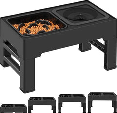 KUTKUT 2-in-1 Elevated Slow Feeder Dog Bowls 4 Height Adjustable Raised Bowls with No Spill Dog Water Bowl and Slow Feeder Dog Bowl for Small Medium Large Dogs (Capacity: SF 1.1L, Water Bowl 2L)…
