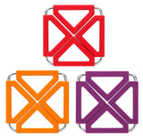 EZYHOME 3Pcs Silicone Trivet Mat Expandable Hot Pot Holder with Stainless Steel Frame for Home Kitchen Heat Resistant Insulated Hot Pads Coasters Table Dish Mat Tableware Placemat