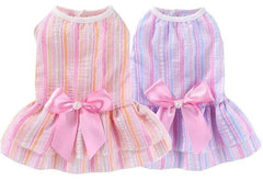 KUTKUT 2Pcs Dog Dress for Small Puppy Kitten Girls, Pet Princess Bowknot Dress Cute Doggie Summer Outfits Clothes For Chiuhuahua, Yorkshire etc