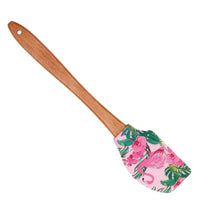 EZYHOME Wooden handle Silicone Swan Pattern Spatula, Heat-Resistant Silicone Scraper, Suitable for Cooking, Baking, Stirring & Applying (30cm *6 cm)