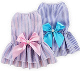 KUTKUT Combo of 2 Frock Dress for Small Dog Girl, Puppy Clothes Female Princess Tutu Striped Skirt for Shihtzu, Papillon, Pekingese etc Cat Pet Apparel Outfits - kutkutstyle