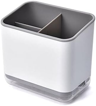 EZYHOME Utensil Holder 3 Compartments Cutlery Drainer Sink Caddy, Chopsticks Holder Spoon Chopsticks Fork Drain Rack Basket Storage Holder Organizer Compartment Box 