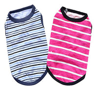 KUTKUT Combo of 2 Drooling Striped Print Pet Vest Breathable Cotton Sleeveless Shirt for Puppy, Small Dog and Cat (Size: L, Chest Girth 45 cm, Neck Girth 32 cm, Back Length 35 cm) - kutkutsty