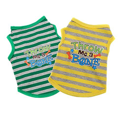 KUTKUT Combo of 2 Stripe Print Pet Vest Breathable Autumn,Spring & Summer Cotton Sleeveless Shirt for Small Dog and Cat (Size: L, Chest Girth 45cm, Neck Girth 32 cm, Back Length 35 cm) - kutk