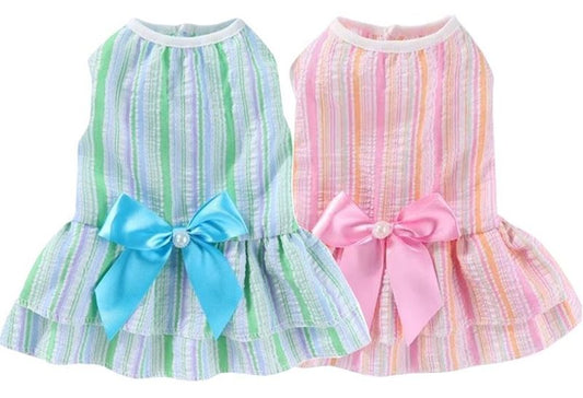 KUTKUT 2Pcs Dog Dress for Small Puppy Kitten Girls, Puppy Pet Princess Bowknot Dress Cute Doggie Summer Outfits Clothes For Chiuhuahua, Yorkshire etc