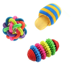 KUTKUT Training Toy Set of Ball, Teether Labrador, Golden Retriever, and Squeaky for Small Dogs and Pets - Pack of 3 - kutkutstyle