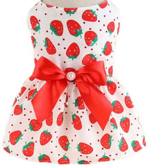 KUTKUT Small Girl Dog & Cat Dress with Lovely Silk Bow Pet Apparel | Puppy Summer Dress Birthday Pet Apparel Dress | Frock Dress for Shihtzu, Poodle etc