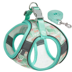 KUTKUT Soft Mesh Small Dog Harness & Leash Set, No-Chock Step-in Reflective Breathable Lightweight Easy Walk Escape Proof Vest Harnesses with Safety Buckle for Small Dogs & Cats( Green )