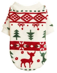 KUTKUT Small Dogs Puppy Cats Warm Clothes, X-Mas Pattern Breathable Round Neck Flannel Fleece Pullover, Winter Shirt for Yorkii, Maltese, Mini Pom Small Dogs (Red)