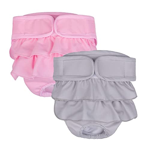 KUTKUT 2 Pcs Dog Female Diapers, Highly Absorbent Reusable Doggie Diapers, Washable Pant for Dog Period Panties Dresses for Dogs in Heat, Period or Excitable Urination - kutkutstyle
