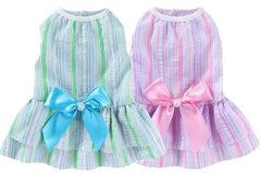 KUTKUT 2Pcs Dog Dress for Small Puppy Kitten Girls, Pet Princess Bowknot Dress Cute Doggie Summer Outfits Clothes For Chiuhuahua, Yorkshire etc