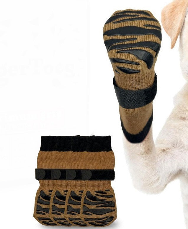 KUTKUT Anti Slip Dog Socks with Four Sides Grips for Hardwood Floors, Extra Traction Control No Twist - Dog Shoes Paw Protector for Hot Pavement to Prevent Licking Paws for Medium Large Dogs