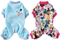 KUTKUT Small Dog Pajamas for Small Dog Boy Girl 2 Pack Fleece Puppy pjs Jammies 4 Leg Dog Clothes for Maltese, Shihtzu Winter Warm Onesies Jumpsuit Clothing for Pet Dogs Male & Female - kutku