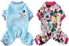 KUTKUT Small Dog Pajamas for Small Dog Boy Girl 2 Pack Fleece Puppy pjs Jammies 4 Leg Dog Clothes for Maltese, Shihtzu Winter Warm Onesies Jumpsuit Clothing for Pet Dogs Male & Female - kutku