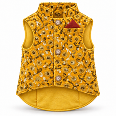 KUTKUT Zari Embroidered & Sequin Work Sherwani For Small Dogs & Cats, Ethinic Festive Velvet Jacket With Front Velcro Closure For Puppies & Kittens