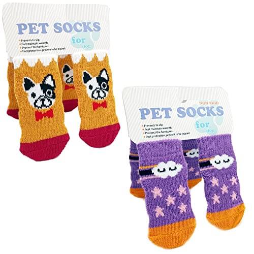 KUTKUT - Pack of 8 Pcs Anti-Skid New Born Puppy Kitten Socks, Pet Paw Protector Small Puppy Kitten Socks with 8 Pieces Adjustable Straps,Socks for Small Puppies,Kitten - kutkutstyle