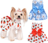 KUTKUT Dog Bowknot Dress 2 Pack Hawaiian Daisy Puppy Dresses for Small Dogs Girl Dog Clothes Outfit Apparel Cute Summer Cat Clothing for Maltese Yorkie - kutkutstyle