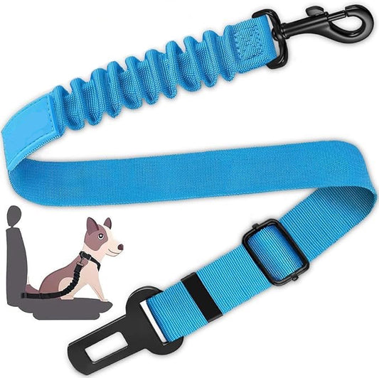 KUTKUT Retractable Seat Belts, Adjustable Dog Seat Belt for Car, Sturdy, Durable, 360 Degree Rotating Elastic Straps for Pet Safety | Universal Fit Small to Large Dog Seat Belt Harness (Blue)