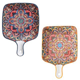 EZYHOME Ceramic Serving Platter With Handle Ceramic Ins Plate Family Dish Plate Salad Plate with Handle, Platter for Pasta, Maggi, Noodles, Manchurian, Dessert, Ice Cream (2Pcs)