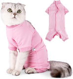 KUTKUT Cats Recovery Suit, Kitten Recovery Onesie Female Cats Abdominal Wounds Bandages Cone E-Collar Alternative After Surgery, Cat Spay Bodysuit for Male Female Cats (Pink)