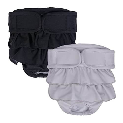 KUTKUT 2 Pack Dog Female Diaper, Ultra Absorbent Reusable Doggie Diapers, Washable Pant for Dog Period Panties Dresses for Dogs in Heat, Period or Excitable Urination - kutkutstyle