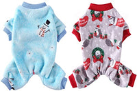 KUTKUT 2 Pack Dog Pajamas for Small Dog Boy Girl Fleece Puppy pjs Jammies 4 Leg Dog Clothes for Maltese, Shihtzu Winter Warm Onesies Jumpsuit Clothing for Pet Cats Dogs Male & Female - kutkut