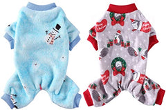 KUTKUT 2 Pack Dog Pajamas for Small Dog Boy Girl Fleece Puppy pjs Jammies 4 Leg Dog Clothes for Maltese, Shihtzu Winter Warm Onesies Jumpsuit Clothing for Pet Cats Dogs Male & Female - kutkut