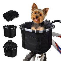 KUTKUT Bike Basket, Quick Release Bicycle Handlebar Front Basket, Removable Small Pet Cat Dog Carrier, Folding Detachable Easy Install Quick Released Picnic Shopping Bag Max.Bearing: 5Kg 