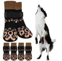 KUTKUT Dog Socks to Prevent Licking Paws - Double Side Dog Booties for Hot Pavement, Dogs Paw Sock, No Twist Dogs Socks for Hardwood Floors Anti Slip (Brown Black )