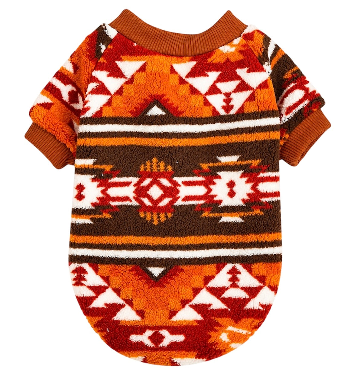 KUTKUT Warm Fleece Dog Sweater For Small Dogs & Cats - Soft Winter Plush Pet-Tshirt With Cozy Ribbed Neck & Sleeves, Dog Pullover With Stylish Aztec Pattern Comfortable & Stylish