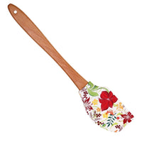 EZYHOME Silicone Spatula with Wood Handle Heat Resistant, Baking, cooking and Mixing Spatulas, Floral Pattern Modern Farmhouse Kitchen Décor, Gift for Chef, Cooks, Housewarming Gift (30cm *6 cm)