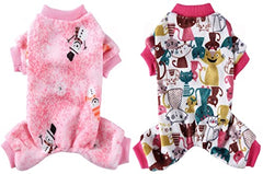 KUTKUT Combo of 2 Dog Pajamas for Small Dog Boy Girl Fleece Puppy pjs Jammies 4 Leg Dog Clothes for Maltese, Shihtzu Winter Warm Onesies Jumpsuit Clothing for Pet Dogs Male Female - kutkutsty