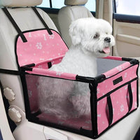 KUTKUT Dog Cats Car Seat Foldable Dog Car Booster Seat Upgrade Puppy Pet Seat Waterproof Breathable Oxford Travel Bag with 12PVC Tubes for Small Dogs, Cats Puppies Paws-Pattern (Pink)…