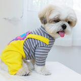 KUTKUT cotton Dog Clothes Striped Onesie Shirt, Cute Dog Pajamas Bodysuit Coat Jumpsuit Overalls Soft Comfort Pjs for Small Dogs Cats Kitten Boy Girl (Yellow)