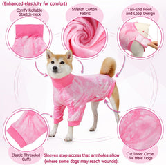 KUTKUT Recovery Suit for Medium Dogs-Soft Onesie Dog Surgery Suit for Female Male Dogs, Breathable Surgical Recovery Suit Prevent Licking Spay Recovery Suit Dog E-Collar&Cone Alternative( Pink )