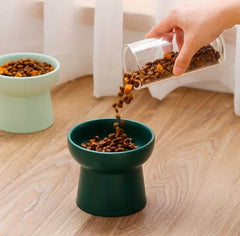KUTKUT Ceramic Cat Food Or Water Bowl, 2 Pcs Raised Cat Feeder Dishes with Stand, Elevated Pet Food Bowl for Cats and Small Dogs, Stress Free Backflow Prevention & Reduce Neck Burden - kutkut