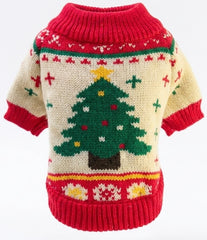 KUTKUT Christmas Dog Sweater, Soft Knitted Winter Pet Sweater With Christmas Tree Design, Warm Turtleneck Pullover For Small Dogs and Cats