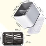 EZYHOME Utensil Holder 3 Compartments Cutlery Drainer Sink Caddy, Chopsticks Holder Spoon Chopsticks Fork Drain Rack Basket Storage Holder Organizer Compartment Box 