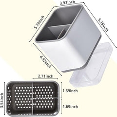 EZYHOME Utensil Holder 3 Compartments Cutlery Drainer Sink Caddy, Chopsticks Holder Spoon Chopsticks Fork Drain Rack Basket Storage Holder Organizer Compartment Box 